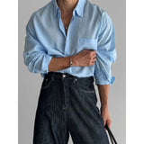 Riolio  Linen Long-sleeved Shirt Men's Spring Autumn Retro Style Loose Thin Breathable Shirt