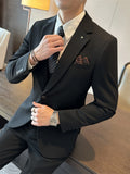 Riolio  Handsome Slim Fit Men's Tuxedo 2 Pieces Jacket Pants Wedding Groom Sets One Button Formal Business Suit Set Office Wear In Stock