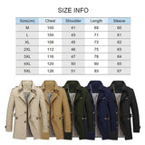 Riolio Men's Fashion Long Section Trench Coat Long-Sleeved Cotton Casual Business Jacket Fall And Winter Street Shooting Men's Clothing