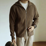 Riolio Autumn Clothing Men's Luxury Knitted Stand Collar Cardigan Casual Streetwear Solid Color Long Sleeve Knitwear Retro Jacket M-2XL