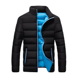 Riolio M-5XL New Men's Winter Thick Jacket Stand Neck Zipper for Warmth and Contrast Color Short Jacket Slim Fitting and Versatile Jac