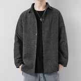 Riolio Autumn Corduroy Men Loose Shirts Turn Down Collar Long Sleeve Fashion Solid Color Outwear Thin Men Casual Shirts Tops