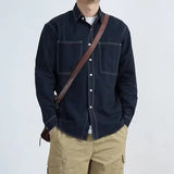 Riolio  New Youth Shirt Spring Autumn Thin Style Trendy Loose Men's Casual Double Pocket Korean Edition Handsome Long Sleeve Shirt Men
