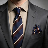 Riolio  2PCS Neck Tie Set Casual Floral Printed Neckties Oversized 9cm Luxury Striped Silky Neck Ties For Men Pocket Square Groom Hanky