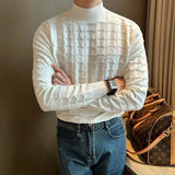 Riolio New Luxury Jacquard Men Sweater  Casual British Style Slim-fit Knitted Long Sleeve Pullover Fashion Leisure Basic Knitwear M-3XL
