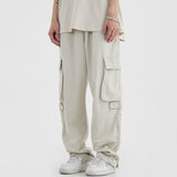 Riolio Black Cargo Pants for Men Hip Hop White Cargo Trousers Male Vintage Japanese Streetwear Casual Safari Style Pocket Zip