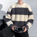 Riolio New Patchwork Sweater Trend High Street Fashion Autumn Winter Warm Men's Top Hip-hop Street Knitted Pullover