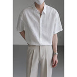 Riolio  Men's Black Textured Short Sleeve Shirt Casual Button Down Loose Fit Summer Top