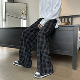Riolio  Check Trend Plaid Baggy Trousers For Men Loose Classic Korean Style Designer Clothes Big Size Harajuku Fashion Casual Pants Man