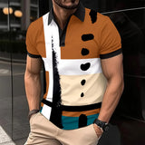 Riolio 2024 Summer Best-Selling Men's Polo Shirt Lapel Printed Men's Clothing Stripes Polo Shirt Casual Sports Men's Shirt