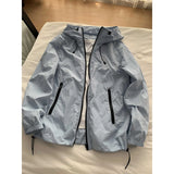 Riolio  Men's Lightweight Hooded Windbreaker Jacket Plus Size Casual Outdoor Hiking Running Jacket with Zipper Pockets Running Coat