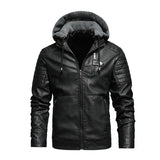 Riolio Fashion Leather Jacket Men Autumn Fleece Liner Pu Leather Coats with Hood Winter Male Clothing Casual White Motorcycle Jackets