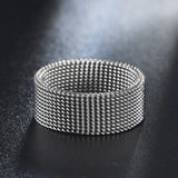 Riolio New 8mm Wide Stainless Steel Rings Titanium Couple Rings Deformable Mesh Accessories for Women Men Jewelry Wedding Gift