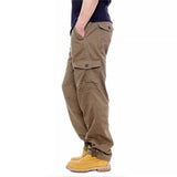 Riolio  Men Baggy Cargo Pants Male Camouflage Multi Pocket Sweat Pants Loose Fit Plus Size Cotton Casual Pants Fashion Solid Color Pants