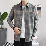 Riolio  Spring Autumn Turn-down Collar Contrast Color Long Sleeve Button Up Cardigan Striped Shirt Formal Casual Men's Trendy Tops