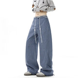 Riolio Men Checkered Casual Pants American Retro Loose Straight Pants Man Fashion Plaid Streetwear Spring New Hip Hop Trousers