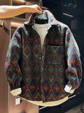 Riolio Retro Ethnic Sle Embroidered irt Jaet Men's Casual Versatile Trendy Brand Haome Loose Fit Cotton Blend Spring Autumn