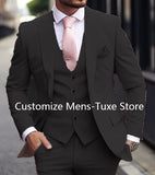 Riolio Pink Luxury Men's Suits Terno Formal Outfits 3 Piece Jacket Pants With Vest Slim Fit Luxury Costume Homme Formal Occasion Terno