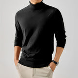 Riolio  Men's Knitted High Collar Long Sve Sweater Autumn Winter Double Flip Casual Comfortable Breathable Pure Color Knitwear