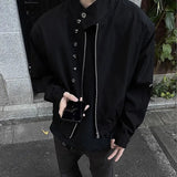 Riolio American Retro Multi-button Stand Collar Design Jacket Men Korean Hip Hop Coat High Street Hip-hop Solid Color Classic Jacket