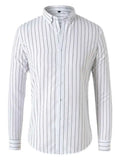 Riolio  Loose Fit Casual Long Sleeve Men's Shirt Business Casual Striped Stand Collar Spring New Arrival T-Shirt Style Male Fashion