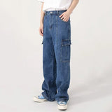 Riolio  Men Baggy Oversize Cargo Jeans Male Wide Streetwear Hip Hop Pants Harajuku Fashion Straight Leg Black Blue Loose Denim Pants