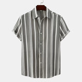 Riolio  Fashion Men's Shirt Shorts Sleeve Striped Print Clothing Men Social Luxury Wear Hawaiian Elegant Classic Shirts For Male Tops