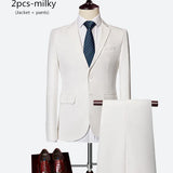 Riolio WELL DRESSED MEN 3 Piece Men's Wedding Suit Fashion Men's Slim Solid Color Business Office Suit Sets Large Size Men Blazer+ Pants + Vest