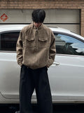 Riolio Coffee American Retro Plaid Coat Gerharrington Stand Collar Jacket Korean Streetwear Vintage Old Vintage Style Zipper Jacket