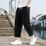 Riolio  Linen Wide Men Pants New Korean Trousers Oversize Linens Streetwear Male Spring Summer Pants Casual Men Clothing Sweatpants