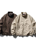 Riolio Japanese Trendy Workwear Harlan Jaet Men's Spring Autumn Loose Baseball Sle Versatile Collar ort Coat Ox Fabric