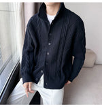 Riolio New Korean Style Jacquard Men Cardigan Jackets Fashion Luxury Knitted Button-down  Long Sleeve Sweater Coat Winter Warm Knitwear