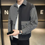 Riolio  Spring Autumn New Turn-down Collar Long Sleeve Fashion Shirt Man High Street Casual Striped Printing Pockets Patchwork Cardigan