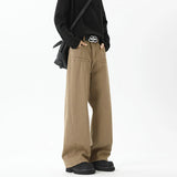 Riolio Spring New Trendy Jeans Personality Design Male Solid Color Washed Straight Male Denim Pants Wide Leg Casual jeans