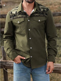 Riolio  Men's Western Style Floral Print Shirt Long Sleeve Button Cowboy Shirt with Chest Pockets