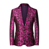 Riolio Fashion New Men's Casual Boutique Business Wedding Host Slim Bronzing Suit Flower Jacket Dress Blazers Coat