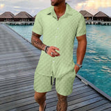 Riolio Europe and America new summer men's loose fashion solid color casual mix short sleeve T-shirt shorts suit