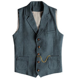 Riolio  Vintage Business Formal Wedding Vest with Pockets, Retro Office Party Sleeveless Jacket Office Party Slim Fit Business Waistcoa