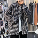 Riolio  Men's Oversized Long-Sleeve Shirt Letter Print Casual Loose Fit Fashion Top
