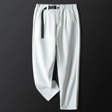 Riolio White Stretch Casual Ankle Pants Silhouette Men's Elegant Suit Pants Summer Korean Straight Loose Men's Smart Casual Trousers