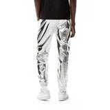 Riolio Mens Shiny Silver Metallic Jogger Sweatpants Hip Hop Wet Look Trousers Men Club Party Festival Prom Streetwear Pantalones Hombre