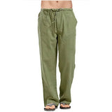 Riolio  Cross-Border Men's Plus Size Cotton Linen Pants Breathable Sweat Absorbent Casual Bell Bottoms Basic Style Stock Available