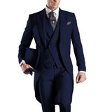 Riolio  Men's Monochromatic Tuxedo Set Business Smoking Wedding Dress Blazer 3-Piece Jacket Vest Pant Suit for Formal Occasions