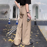 Riolio  Mens Trousers Reverse Design Front Pocket Wide Leg Pants Autumn Fashion Couple Versatile Simple Daily Casual Pants Unisex