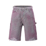 Riolio Full Rhinestone Print Washed Blue Baggy Jeans Mens and Women Ropa Hombre Streetwear Solid Casual Denim Trousers Loose Cargos