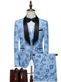 Riolio  Luxurious Patterned Suit Set 3 Pieces For Men High Quality Man Suits Wedding Groom Sets Plus Size Long Sleeved Tuxedo On Sale