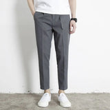 Riolio  Korean Summer New Vintage Casual Versatile Straight Suit Pants Men Solid Button Zipper Pockets Patchwork Loose Business Trousers