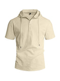 Riolio  Men's Linen Blend Hooded Polo Shirt Summer Casual Short Sleeve Solid Beach T-shirt