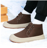 Riolio  Men New Winter Short Boots Snow Boots Thick Non Slip Sole Plush Warm Comfort Outdoor Casual Cotton Shoes