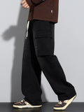 Riolio  New Men's Baggy Straight Cargo Jeans Elastic Waist Vintage Blue Black Smoky gray Denim Pants Fashion High Street Male Trousers